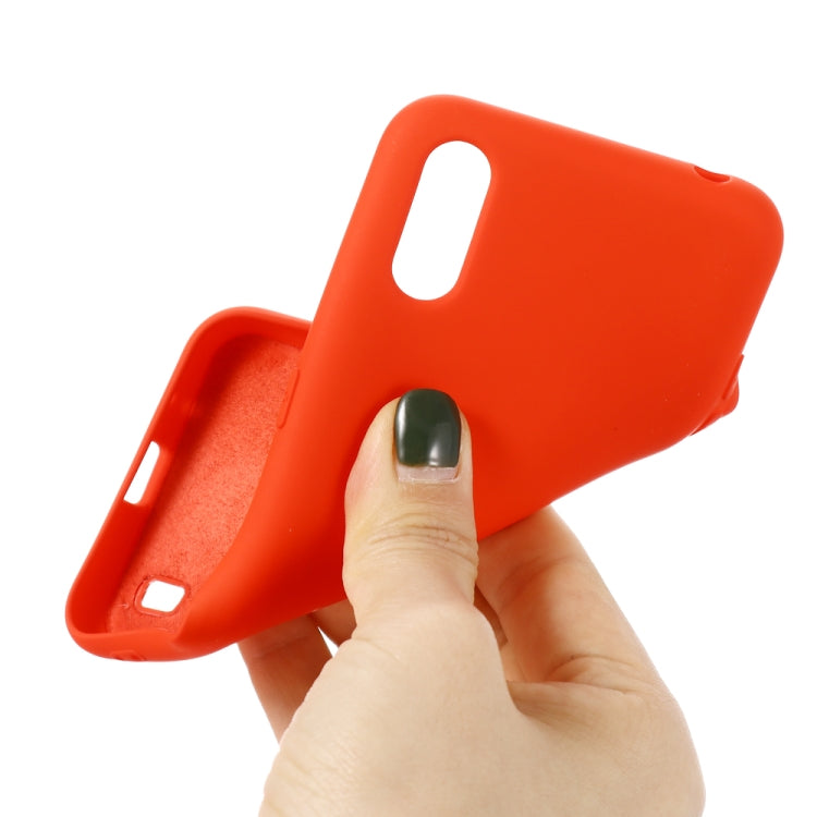 For Galaxy A01 Solid Color Liquid Silicone Dropproof Full Coverage Protective Case