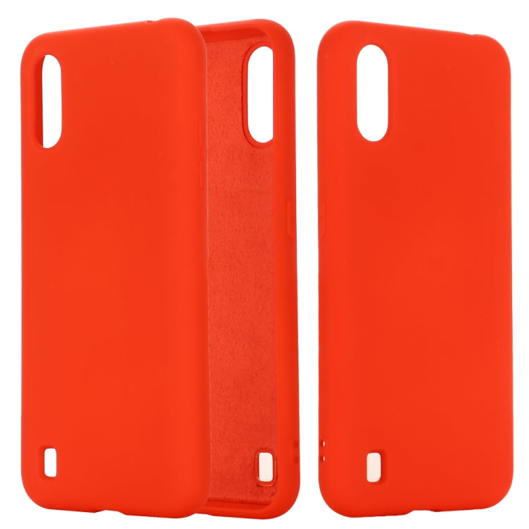For Galaxy A01 Solid Color Liquid Silicone Dropproof Full Coverage Protective Case