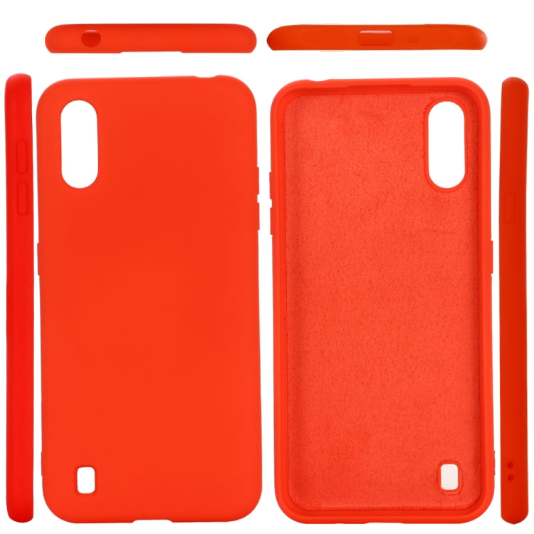 For Galaxy A01 Solid Color Liquid Silicone Dropproof Full Coverage Protective Case