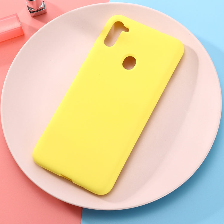 For Galaxy A11 Solid Color Liquid Silicone Dropproof Full Coverage Protective Case