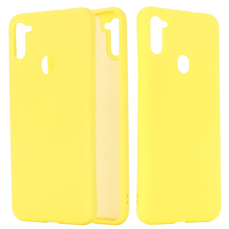 For Galaxy A11 Solid Color Liquid Silicone Dropproof Full Coverage Protective Case