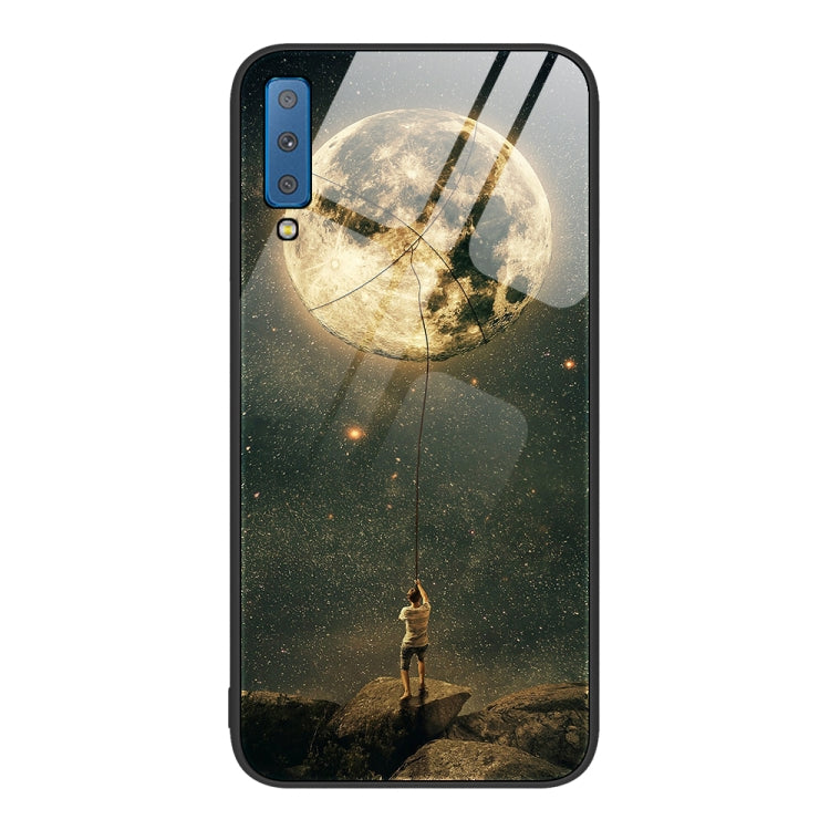 For Samsung Galaxy A7 2018 Colorful Painted Glass Phone Case