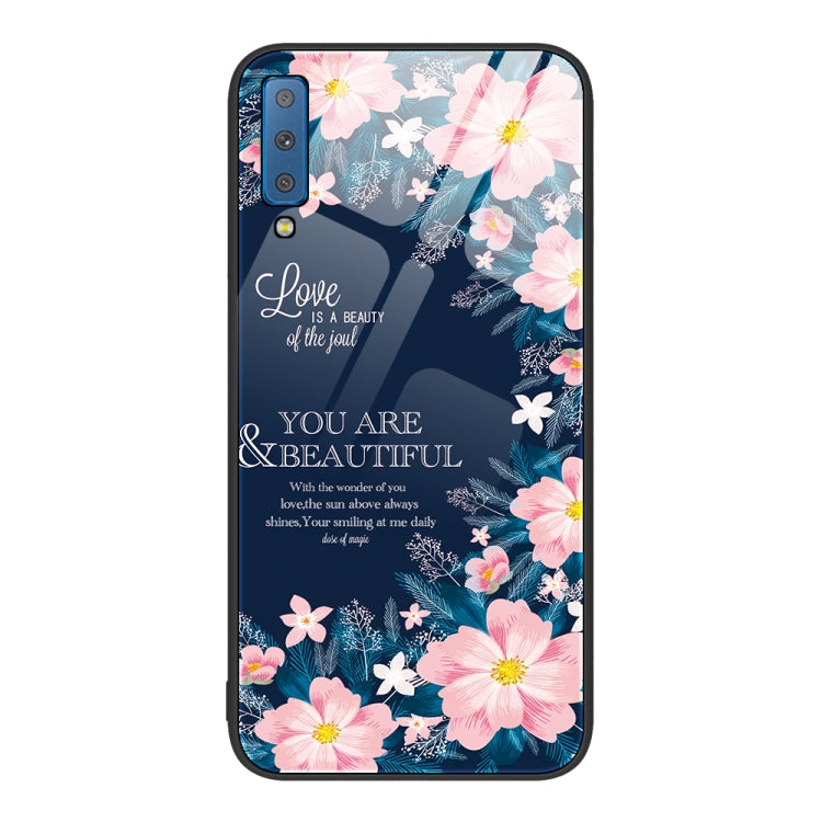 For Samsung Galaxy A7 2018 Colorful Painted Glass Phone Case