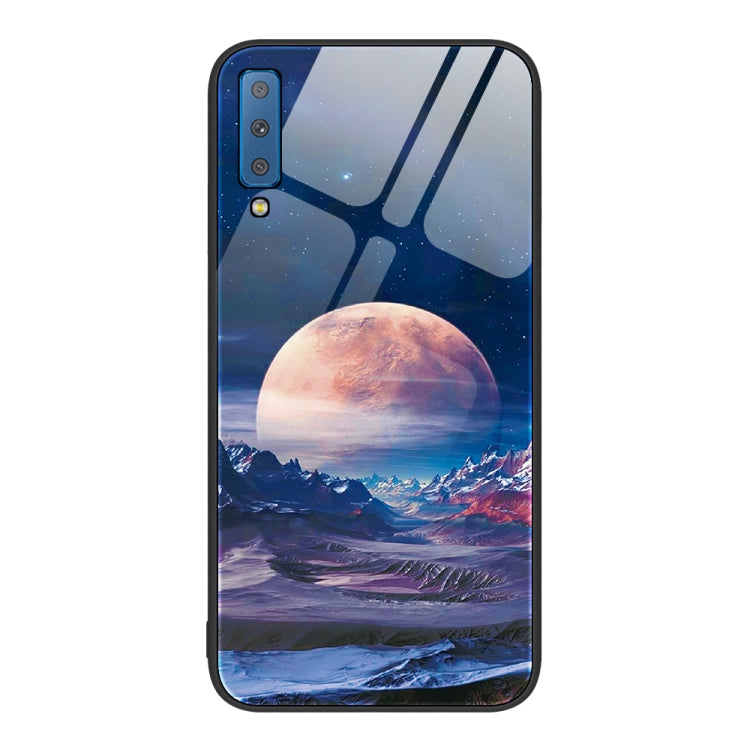 For Samsung Galaxy A7 2018 Colorful Painted Glass Phone Case