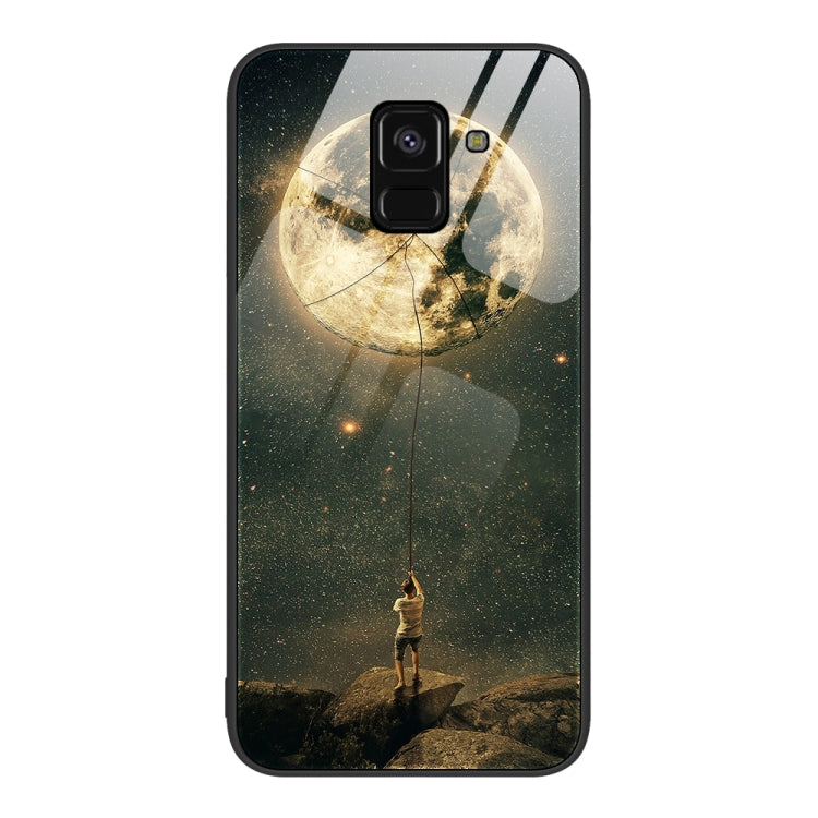 For Samsung Galaxy A8+ 2018 Colorful Painted Glass Phone Case