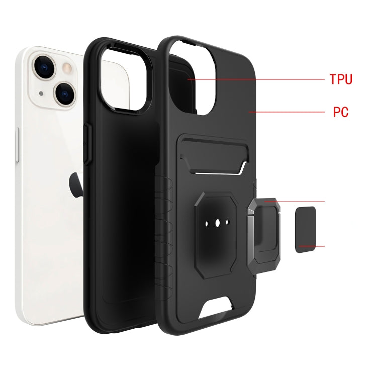 For iPhone 14 Plus Card Shield Magnetic Holder Phone Case