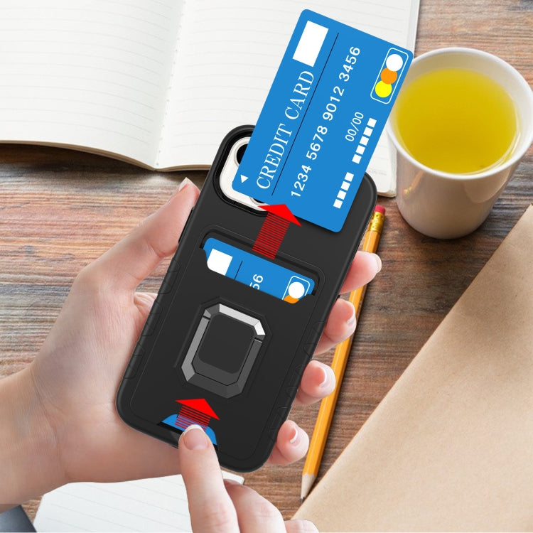 For iPhone 14 Plus Card Shield Magnetic Holder Phone Case