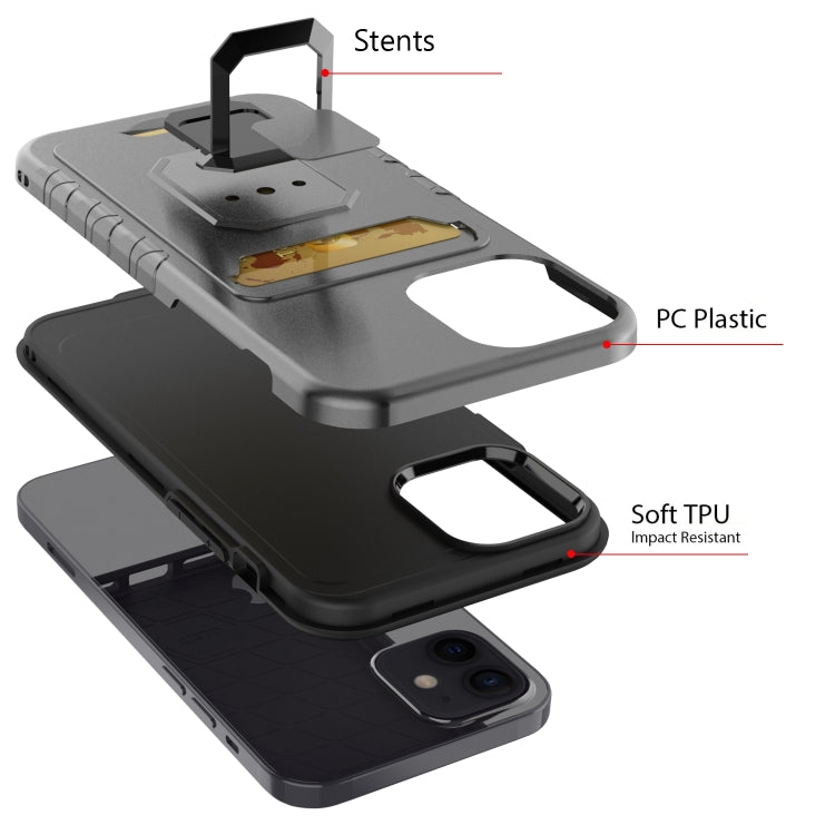 For iPhone 12 Card Shield Magnetic Holder Phone Case