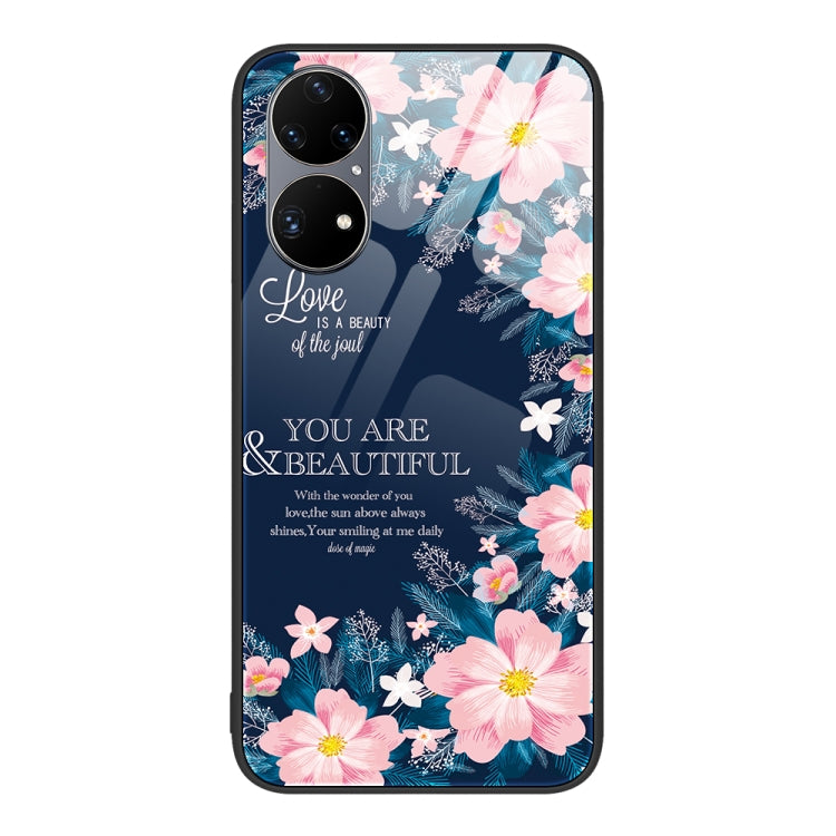 For Huawei P50 Pro Colorful Painted Glass Phone Case