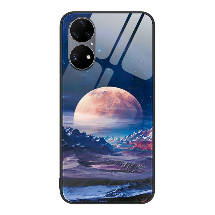 For Huawei P50 Pro Colorful Painted Glass Phone Case