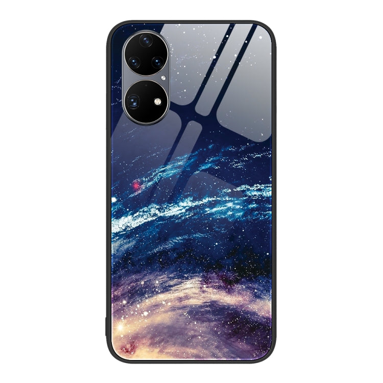 For Huawei P50 Pro Colorful Painted Glass Phone Case
