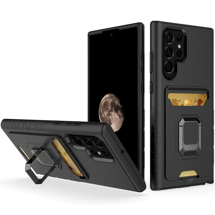 For Samsung Galaxy S22 Ultra 5G Card Shield Magnetic Holder Phone Case