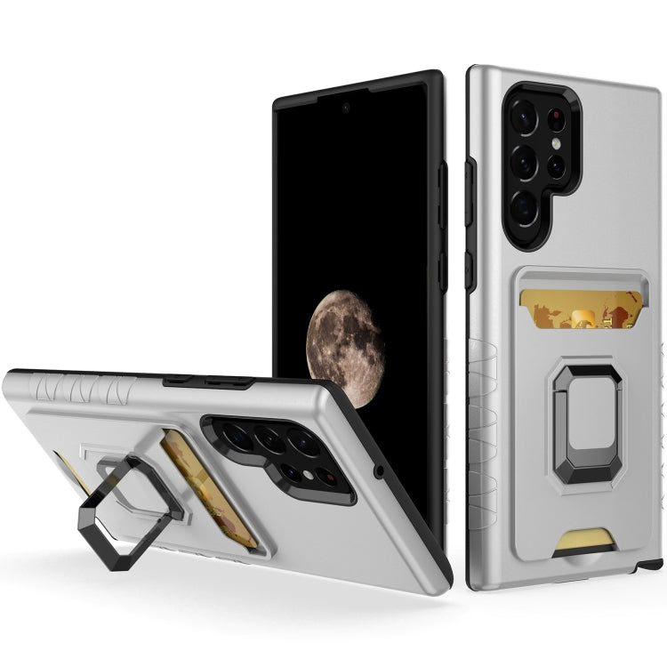 For Samsung Galaxy S22 Ultra 5G Card Shield Magnetic Holder Phone Case