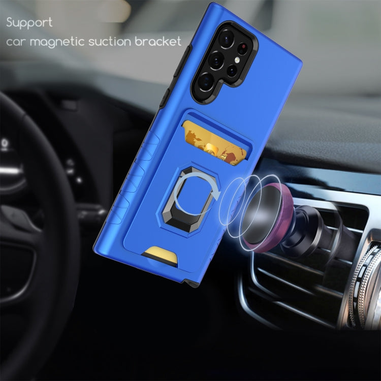 For Samsung Galaxy S22 Ultra 5G Card Shield Magnetic Holder Phone Case