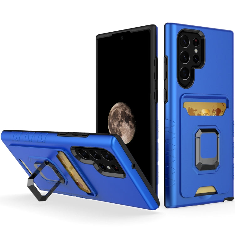 For Samsung Galaxy S22 Ultra 5G Card Shield Magnetic Holder Phone Case