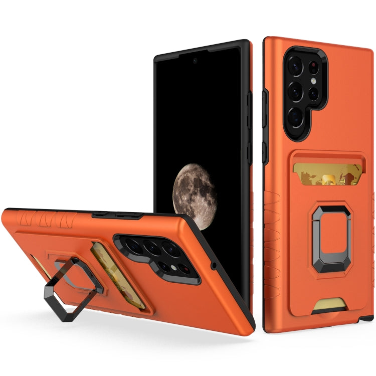 For Samsung Galaxy S22 Ultra 5G Card Shield Magnetic Holder Phone Case