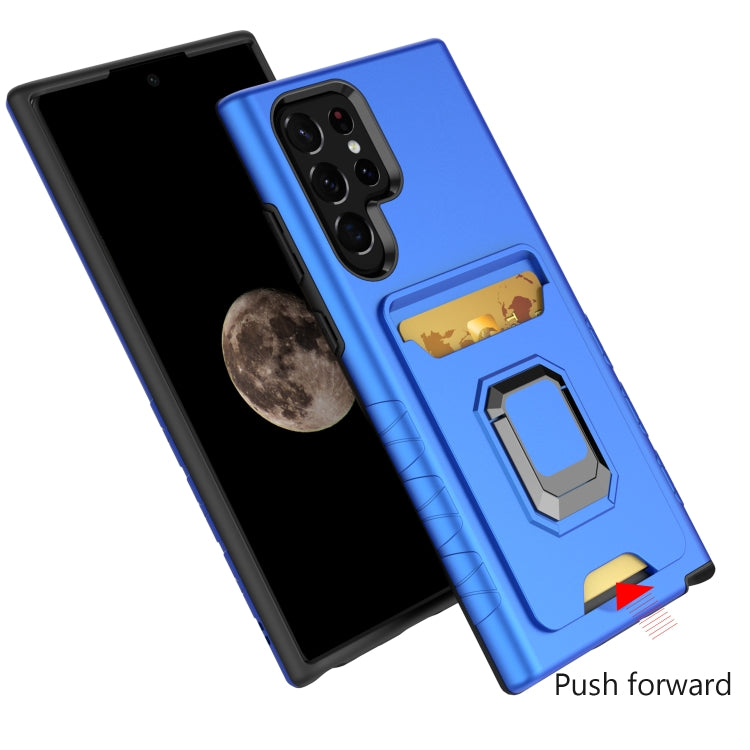 For Samsung Galaxy S22 Ultra 5G Card Shield Magnetic Holder Phone Case