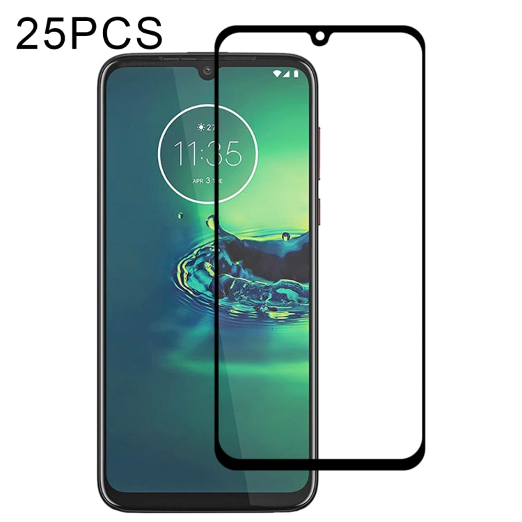 For Motorola Moto G8 Plus 25 PCS Full Glue Full Cover Screen Protector Tempered Glass Film