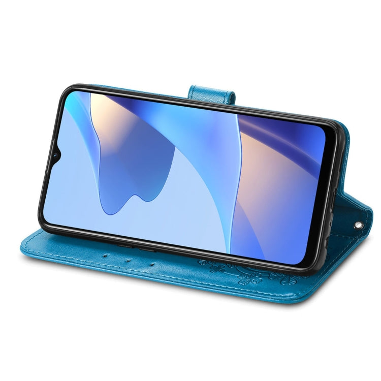 For OPPO A16e Four-leaf Clasp Embossed Buckle Leather Phone Case