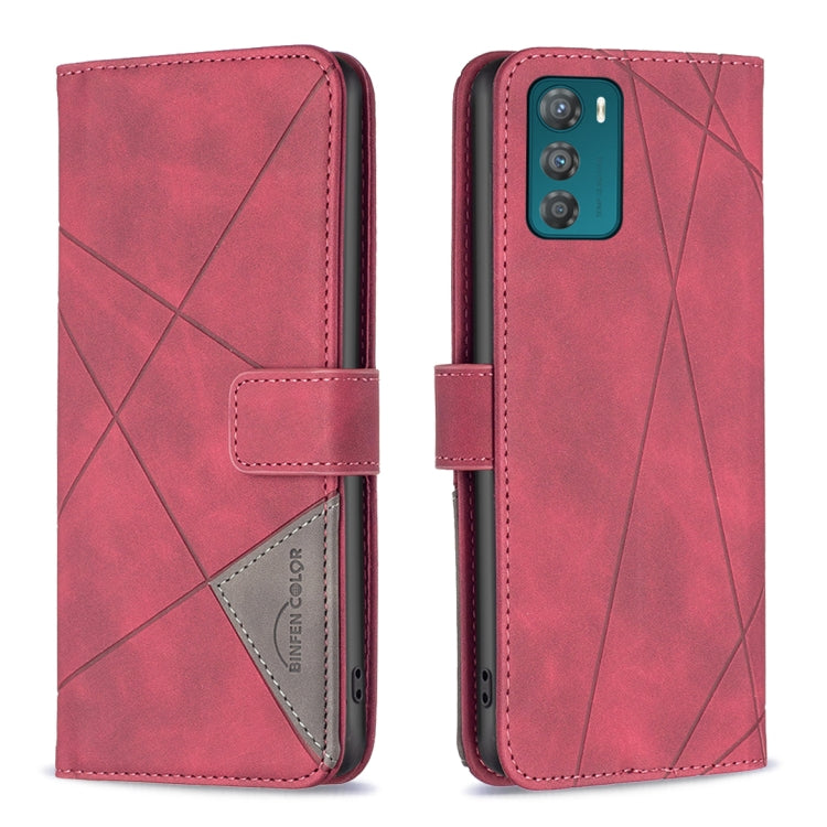 For Motorola Moto G42 4G Magnetic Buckle Rhombus Texture Leather Phone Case