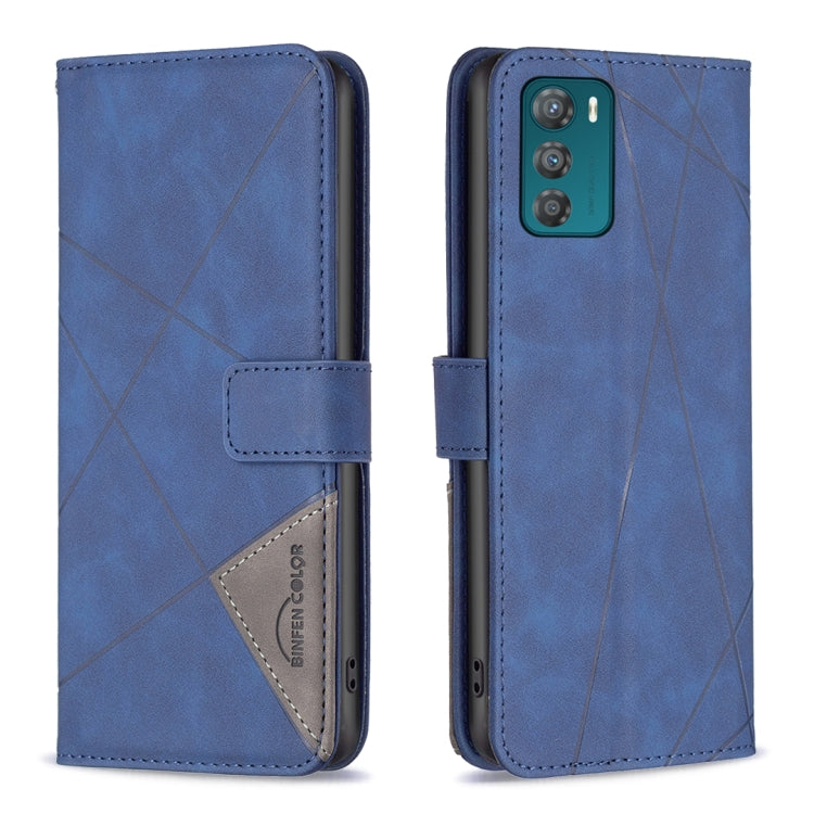 For Motorola Moto G42 4G Magnetic Buckle Rhombus Texture Leather Phone Case