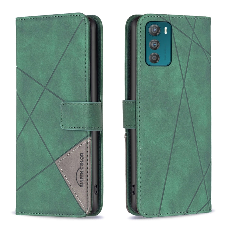 For Motorola Moto G42 4G Magnetic Buckle Rhombus Texture Leather Phone Case