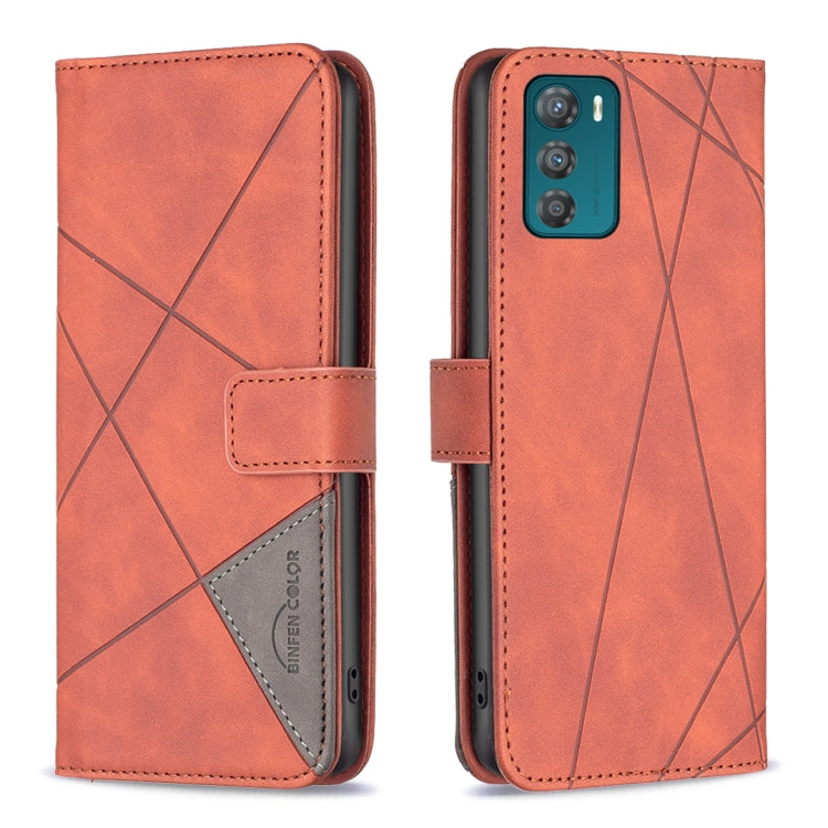 For Motorola Moto G42 4G Magnetic Buckle Rhombus Texture Leather Phone Case