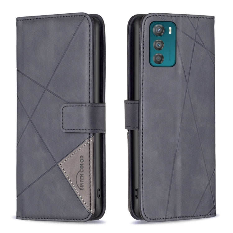 For Motorola Moto G42 4G Magnetic Buckle Rhombus Texture Leather Phone Case