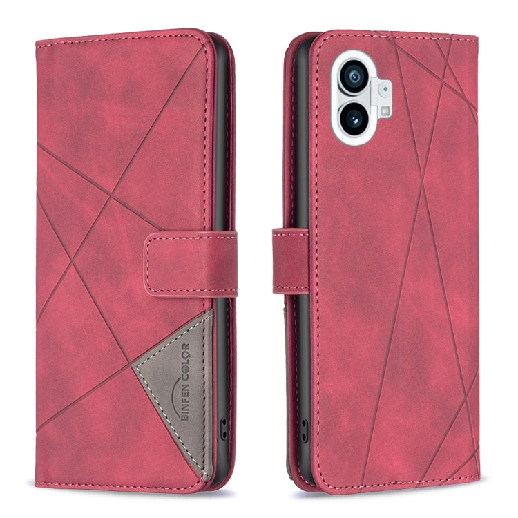 For Nothing Phone 1 Magnetic Buckle Rhombus Texture Leather Phone Case