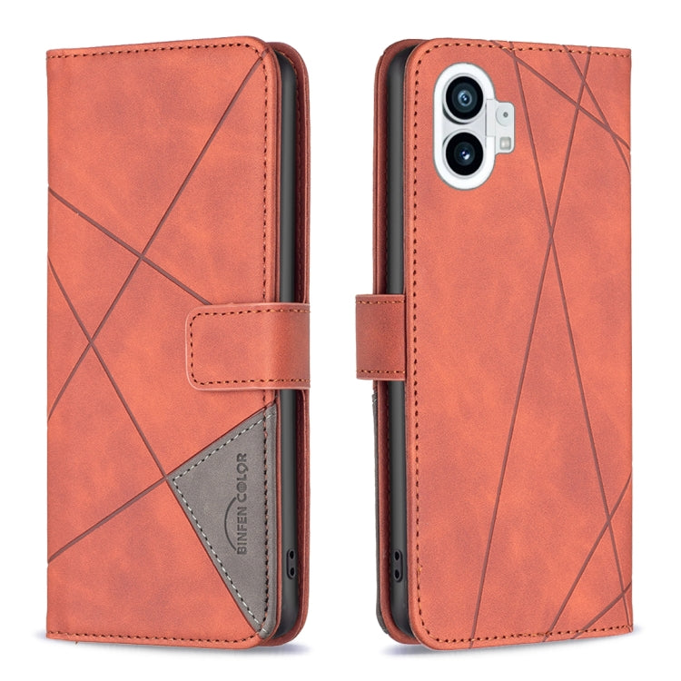 For Nothing Phone 1 Magnetic Buckle Rhombus Texture Leather Phone Case