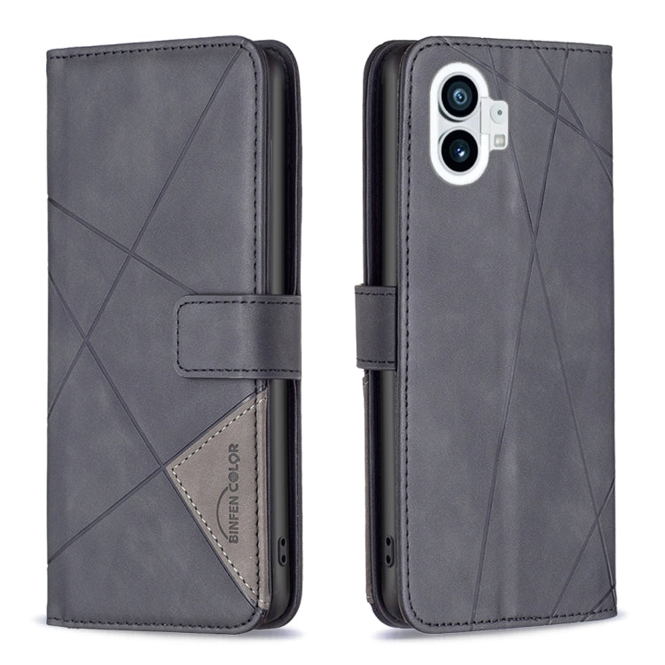 For Nothing Phone 1 Magnetic Buckle Rhombus Texture Leather Phone Case