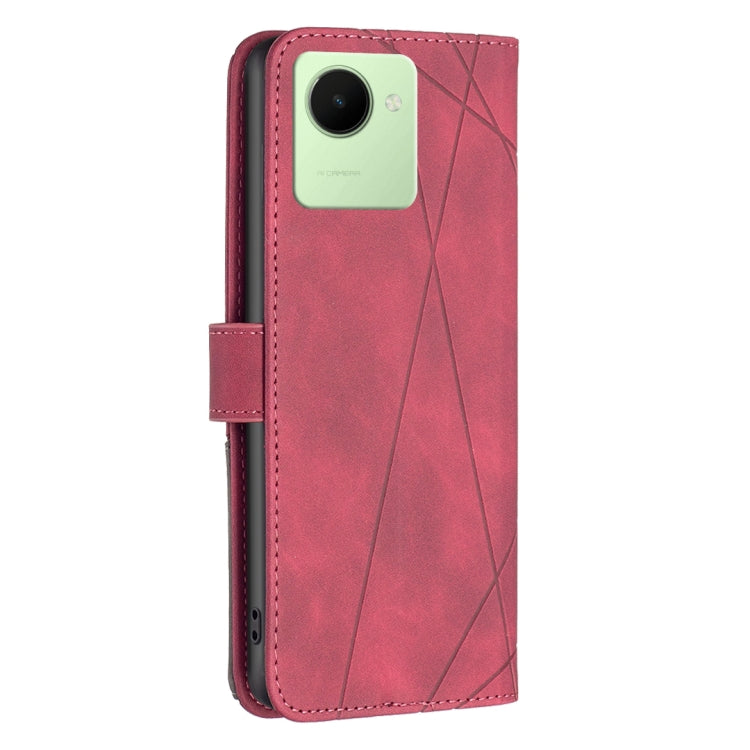 For Realme C30 Magnetic Buckle Rhombus Texture Leather Phone Case