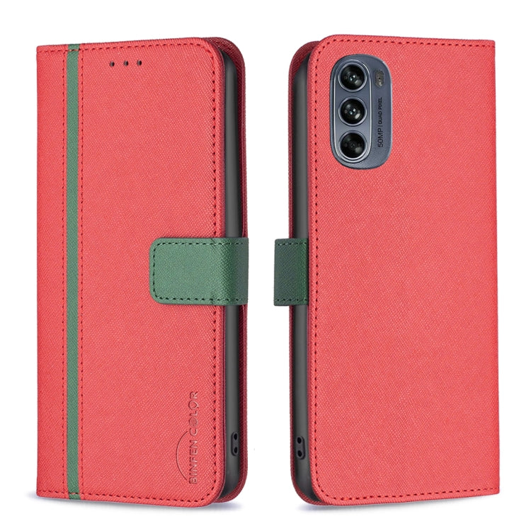 For Motorola Moto G62 BF13 Color Matching Cross Texture Leather Phone Case