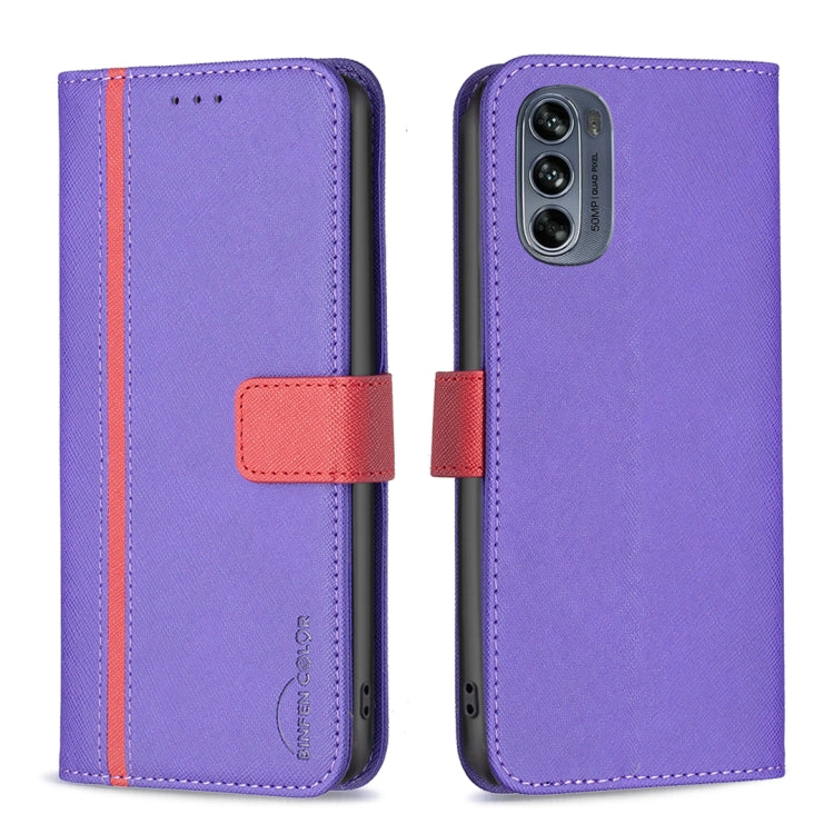 For Motorola Moto G62 BF13 Color Matching Cross Texture Leather Phone Case
