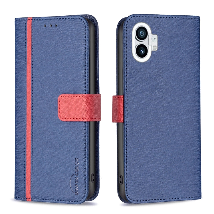 For Nothing Phone 1 BF13 Color Matching Cross Texture Leather Phone Case