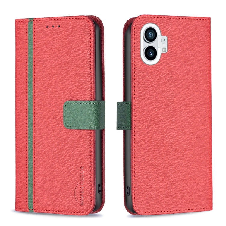 For Nothing Phone 1 BF13 Color Matching Cross Texture Leather Phone Case