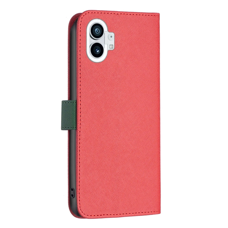 For Nothing Phone 1 BF13 Color Matching Cross Texture Leather Phone Case