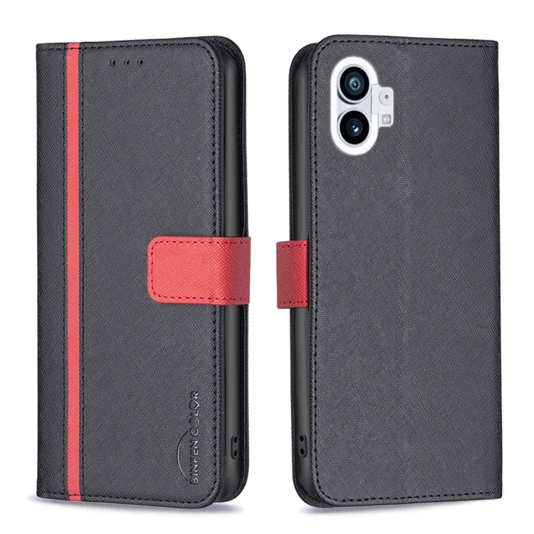 For Nothing Phone 1 BF13 Color Matching Cross Texture Leather Phone Case