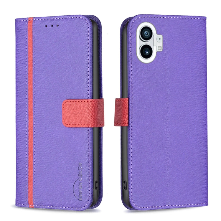 For Nothing Phone 1 BF13 Color Matching Cross Texture Leather Phone Case