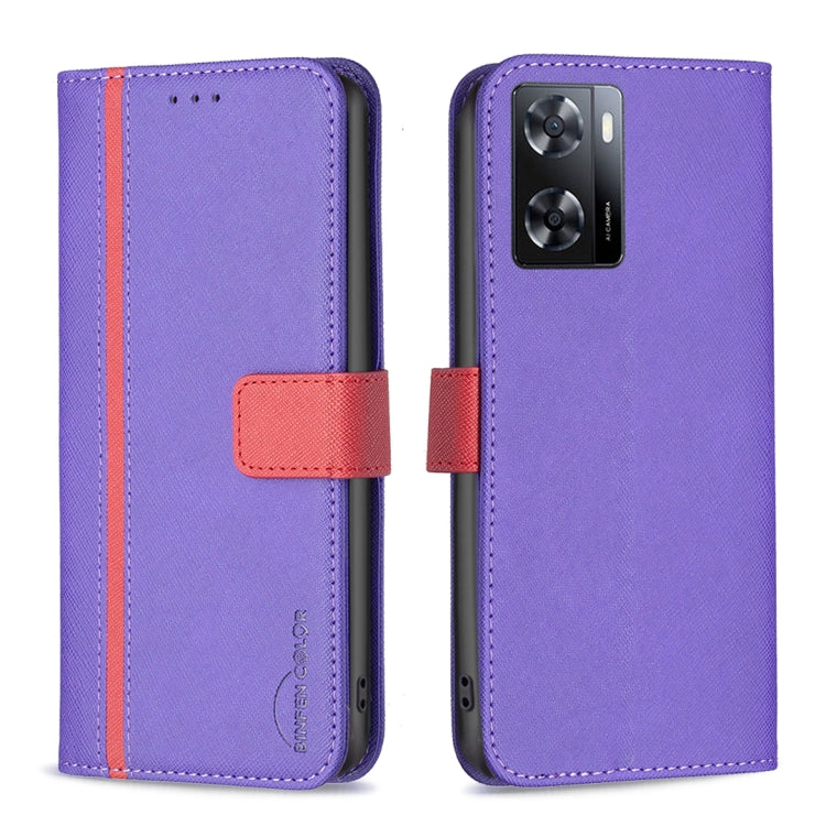For OPPO A57 4G BF13 Color Matching Cross Texture Leather Phone Case