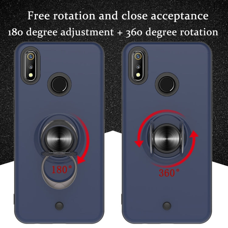 For OPPO Realme 3 2 In 1 PC + TPU Protective Case with 360 Degrees Rotating Ring Holder