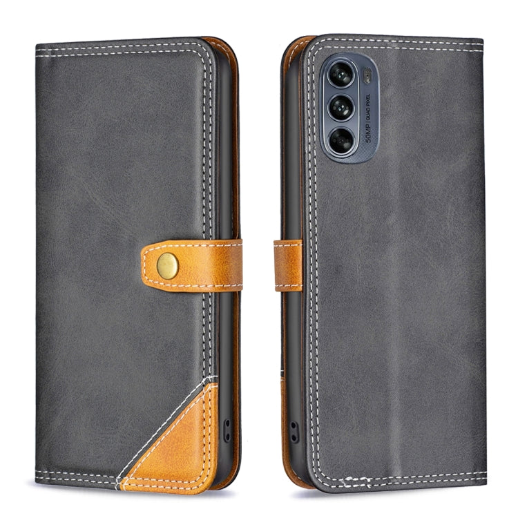 For Motorola Moto G62 Color Matching Double Sewing Thread Leather Phone Case