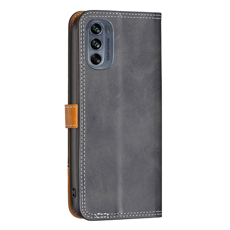 For Motorola Moto G62 Color Matching Double Sewing Thread Leather Phone Case