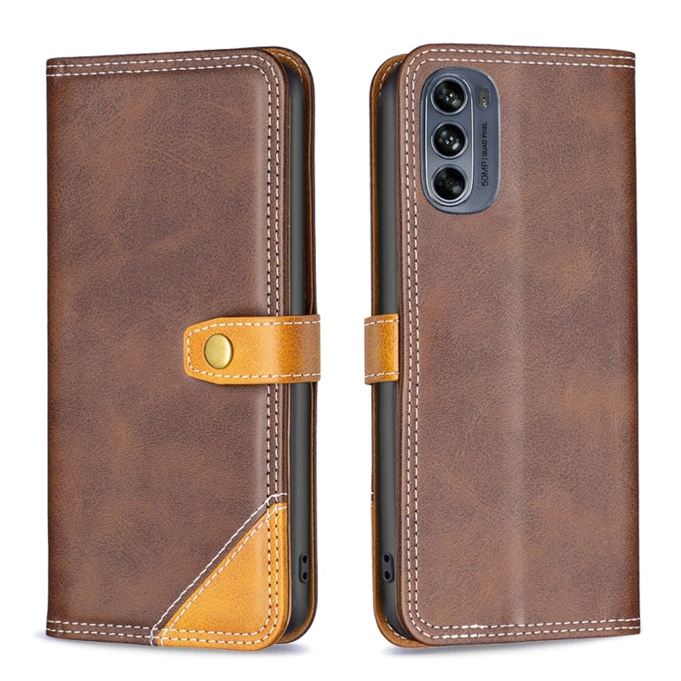 For Motorola Moto G62 Color Matching Double Sewing Thread Leather Phone Case