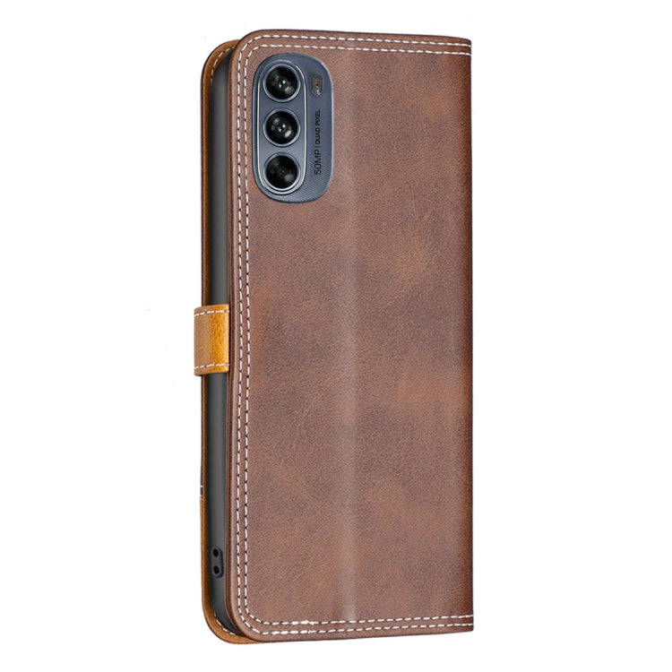 For Motorola Moto G62 Color Matching Double Sewing Thread Leather Phone Case