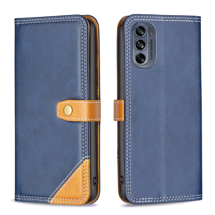 For Motorola Moto G62 Color Matching Double Sewing Thread Leather Phone Case