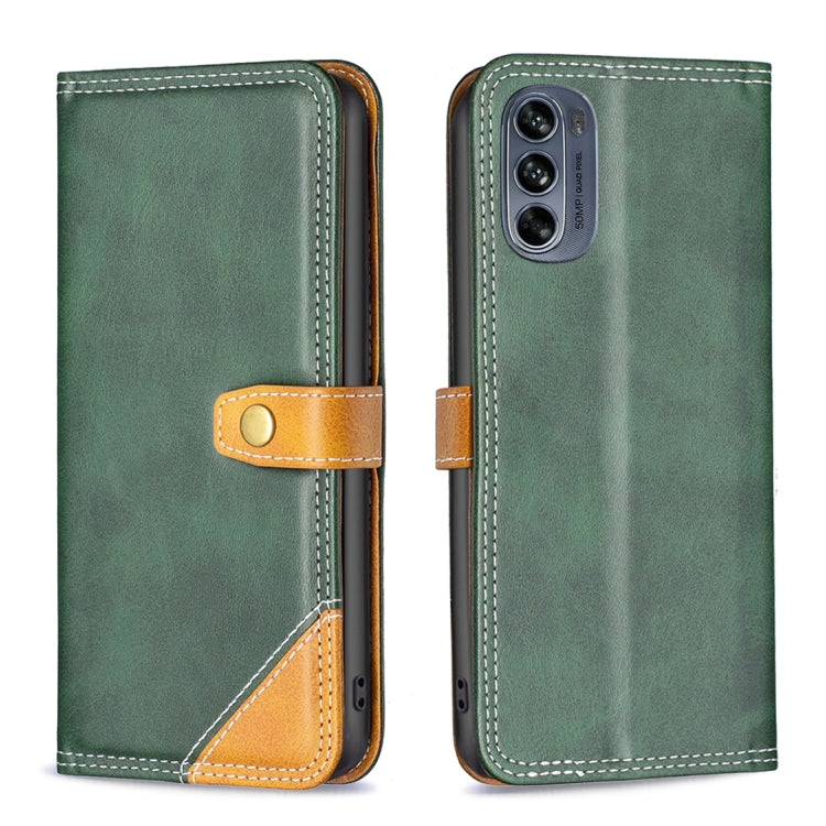 For Motorola Moto G62 Color Matching Double Sewing Thread Leather Phone Case