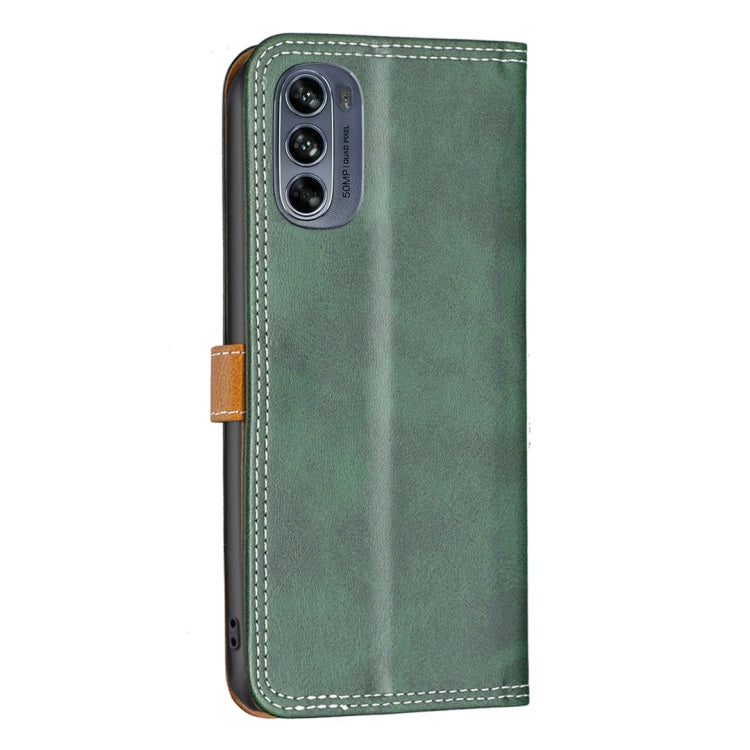 For Motorola Moto G62 Color Matching Double Sewing Thread Leather Phone Case