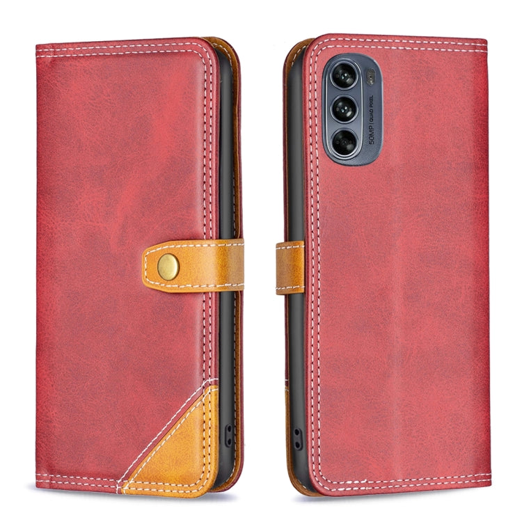 For Motorola Moto G62 Color Matching Double Sewing Thread Leather Phone Case