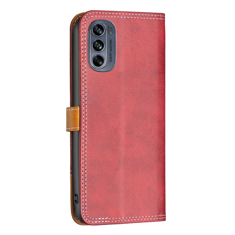 For Motorola Moto G62 Color Matching Double Sewing Thread Leather Phone Case